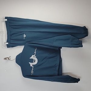 True Religion Crop Baggy Quarter Zip & Jogger Suit Set